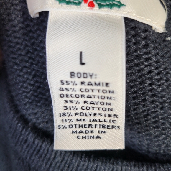 Bechamel Christmas Sweater Santa Reindeer Size Large Small Hole - Picture 9 of 12